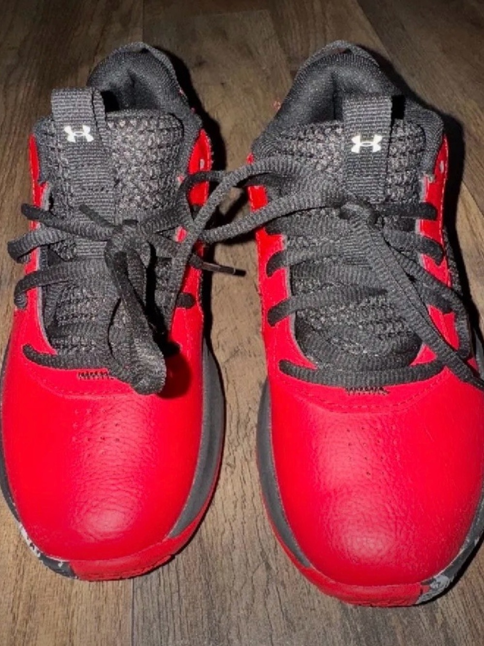 Under Armour Kids Red and Black Lace-Up Sneakers